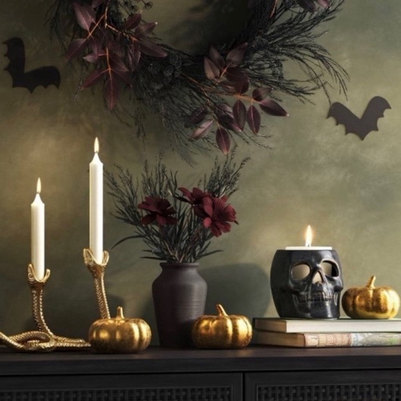 Threshold Double Snake Taper Candle Holder Aluminum Gold - Picture 3 of 8